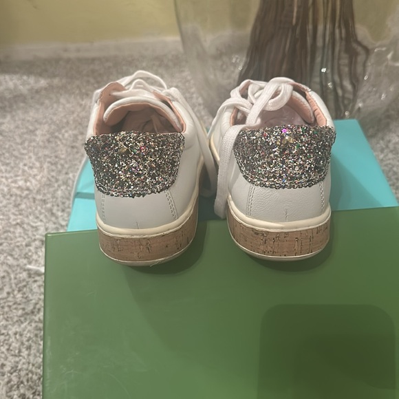 Like new white pair with glitter on back Kate Spade sneakers - Picture 3 of 8